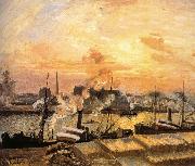 Camille Pissarro Sunset Pier France oil painting artist
